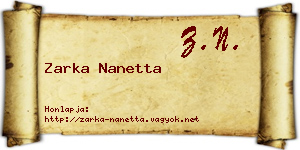 Zarka Nanetta névjegykártya